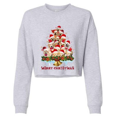 Golden Retriever Santa Hat Xmas Dogs Merry Christmas Graphic Gift Cropped Pullover Crew