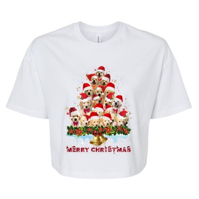 Golden Retriever Santa Hat Xmas Dogs Merry Christmas Graphic Gift Bella+Canvas Jersey Crop Tee