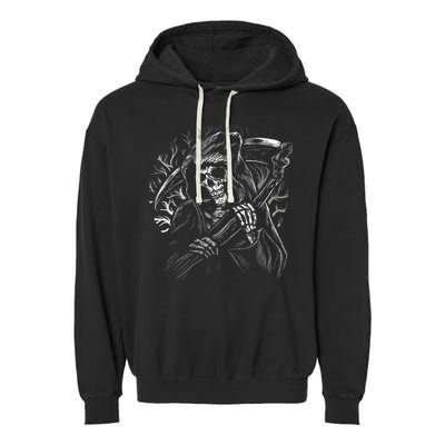 Grim Reaper Skull Death Scythe Dead Gothic Horror Garment-Dyed Fleece Hoodie