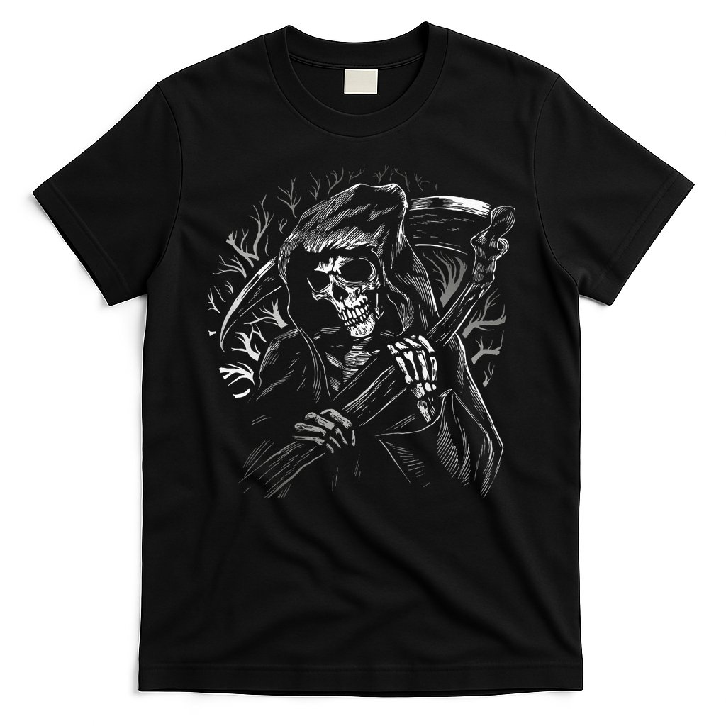 Grim Reaper Skull Death Scythe Dead Gothic Horror T-Shirt