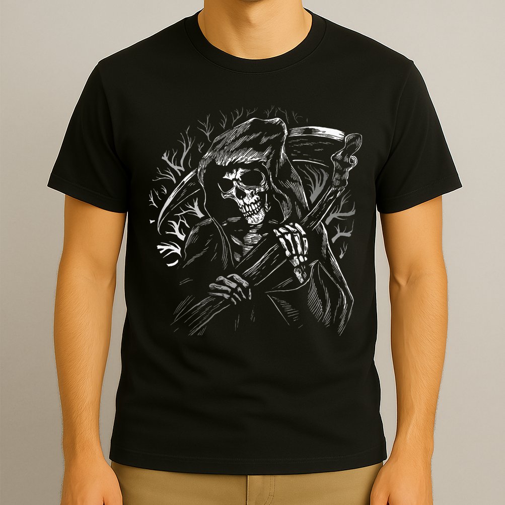 Grim Reaper Skull Death Scythe Dead Gothic Horror T-Shirt