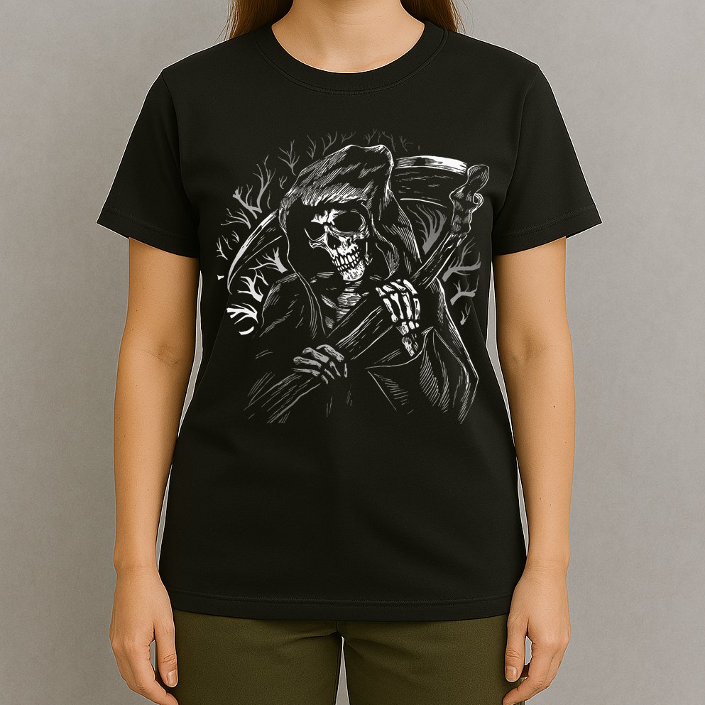 Grim Reaper Skull Death Scythe Dead Gothic Horror T-Shirt