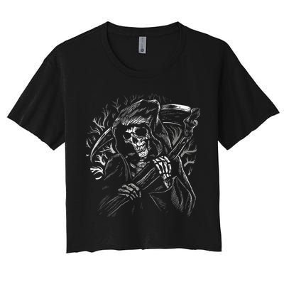 Grim Reaper Skull Death Scythe Dead Gothic Horror Crop Top