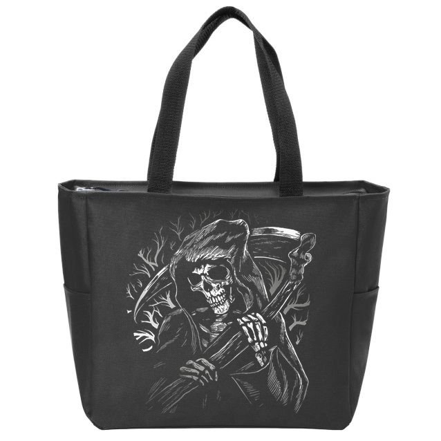 Grim Reaper Skull Death Scythe Dead Gothic Horror Zip Tote Bag