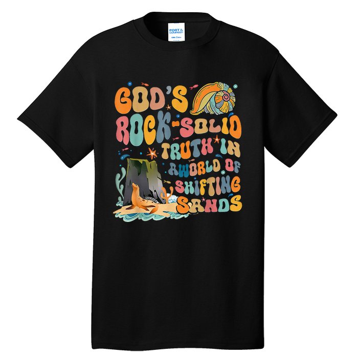 GodS Rock Solid Breaker Rock Beach Vbs 2024 Tall T-Shirt