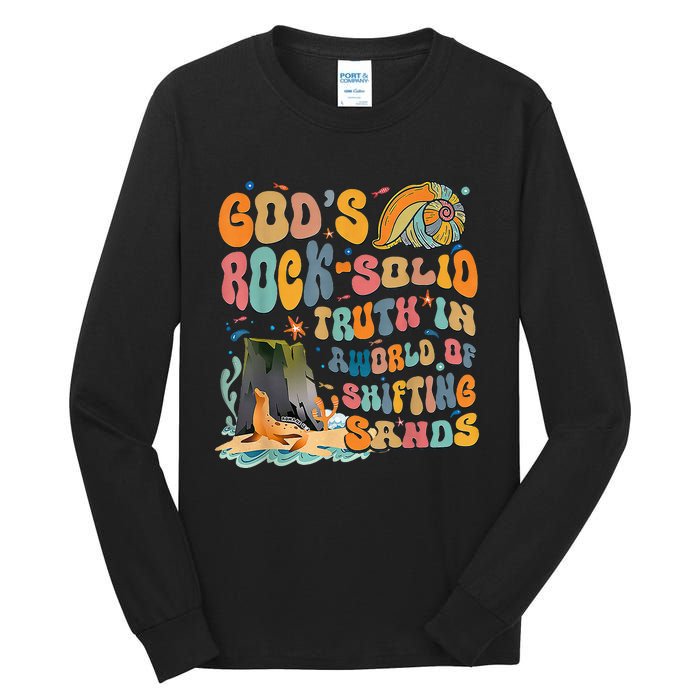 GodS Rock Solid Breaker Rock Beach Vbs 2024 Tall Long Sleeve T-Shirt