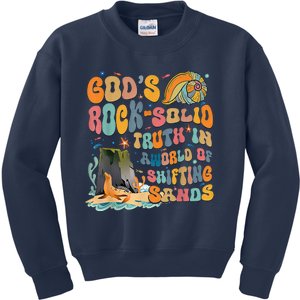 GodS Rock Solid Breaker Rock Beach Vbs 2024 Christian Kids Sweatshirt