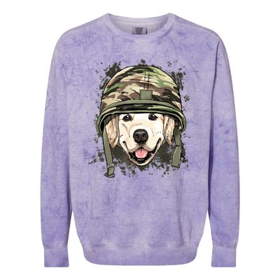 Golden Retriever Soldier Veteran Dog Army Dog Lover Colorblast Crewneck Sweatshirt