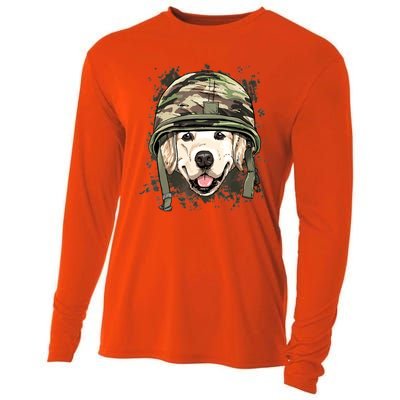 Golden Retriever Soldier Veteran Dog Army Dog Lover Cooling Performance Long Sleeve Crew