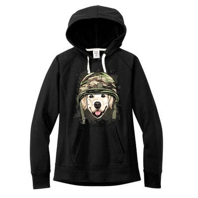 Golden Retriever Soldier Veteran Dog Army Dog Lover Women's Fleece Hoodie