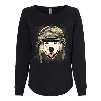 Golden Retriever Soldier Veteran Dog Army Dog Lover Womens California Wash Sweatshirt