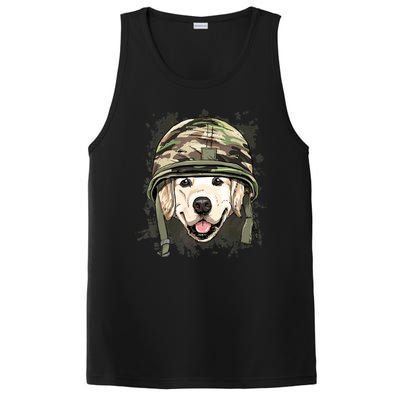 Golden Retriever Soldier Veteran Dog Army Dog Lover PosiCharge Competitor Tank