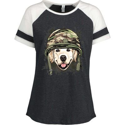 Golden Retriever Soldier Veteran Dog Army Dog Lover Enza Ladies Jersey Colorblock Tee