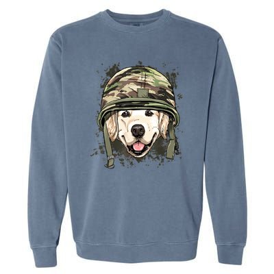 Golden Retriever Soldier Veteran Dog Army Dog Lover Garment-Dyed Sweatshirt