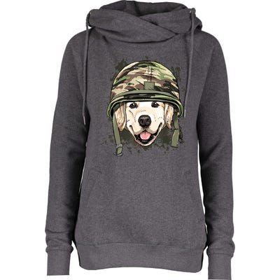 Golden Retriever Soldier Veteran Dog Army Dog Lover Womens Funnel Neck Pullover Hood