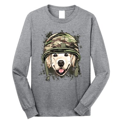 Golden Retriever Soldier Veteran Dog Army Dog Lover Long Sleeve Shirt