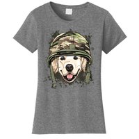 Golden Retriever Soldier Veteran Dog Army Dog Lover Women's T-Shirt