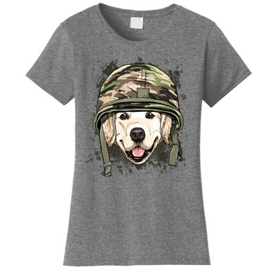 Golden Retriever Soldier Veteran Dog Army Dog Lover Women's T-Shirt