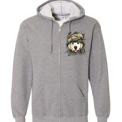 Golden Retriever Soldier Veteran Dog Army Dog Lover Full Zip Hoodie