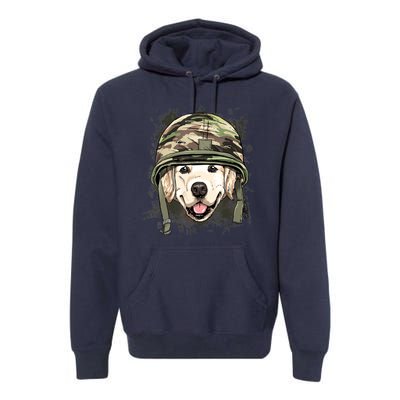 Golden Retriever Soldier Veteran Dog Army Dog Lover Premium Hoodie