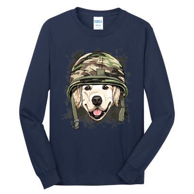 Golden Retriever Soldier Veteran Dog Army Dog Lover Tall Long Sleeve T-Shirt