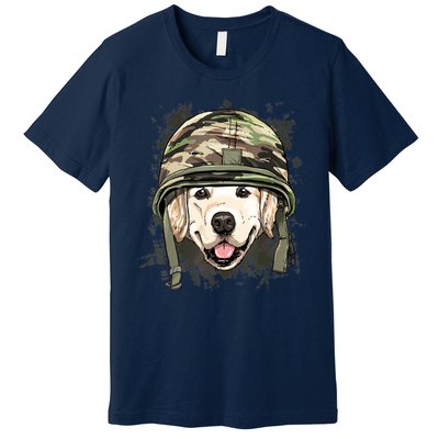 Golden Retriever Soldier Veteran Dog Army Dog Lover Premium T-Shirt