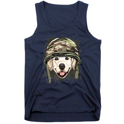 Golden Retriever Soldier Veteran Dog Army Dog Lover Tank Top