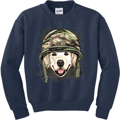 Golden Retriever Soldier Veteran Dog Army Dog Lover Kids Sweatshirt