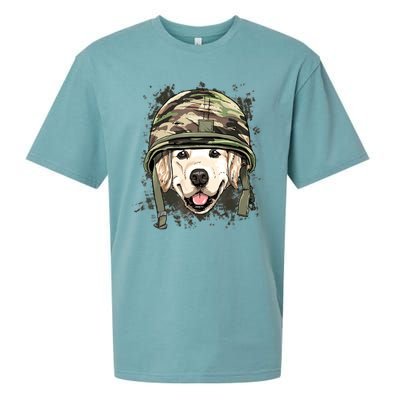 Golden Retriever Soldier Veteran Dog Army Dog Lover Sueded Cloud Jersey T-Shirt