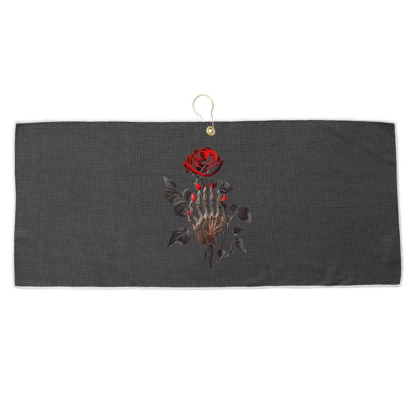 Gothic Rose Skeleton Hand Dark Academia Aesthetic Halloween Large Microfiber Waffle Golf Towel