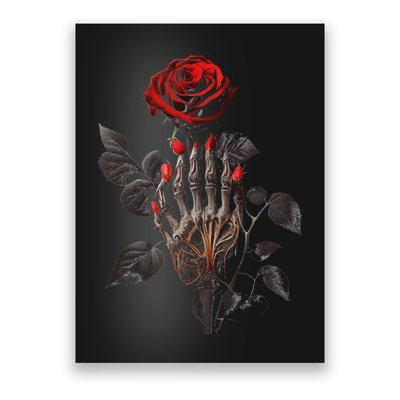 Gothic Rose Skeleton Hand Dark Academia Aesthetic Halloween Poster