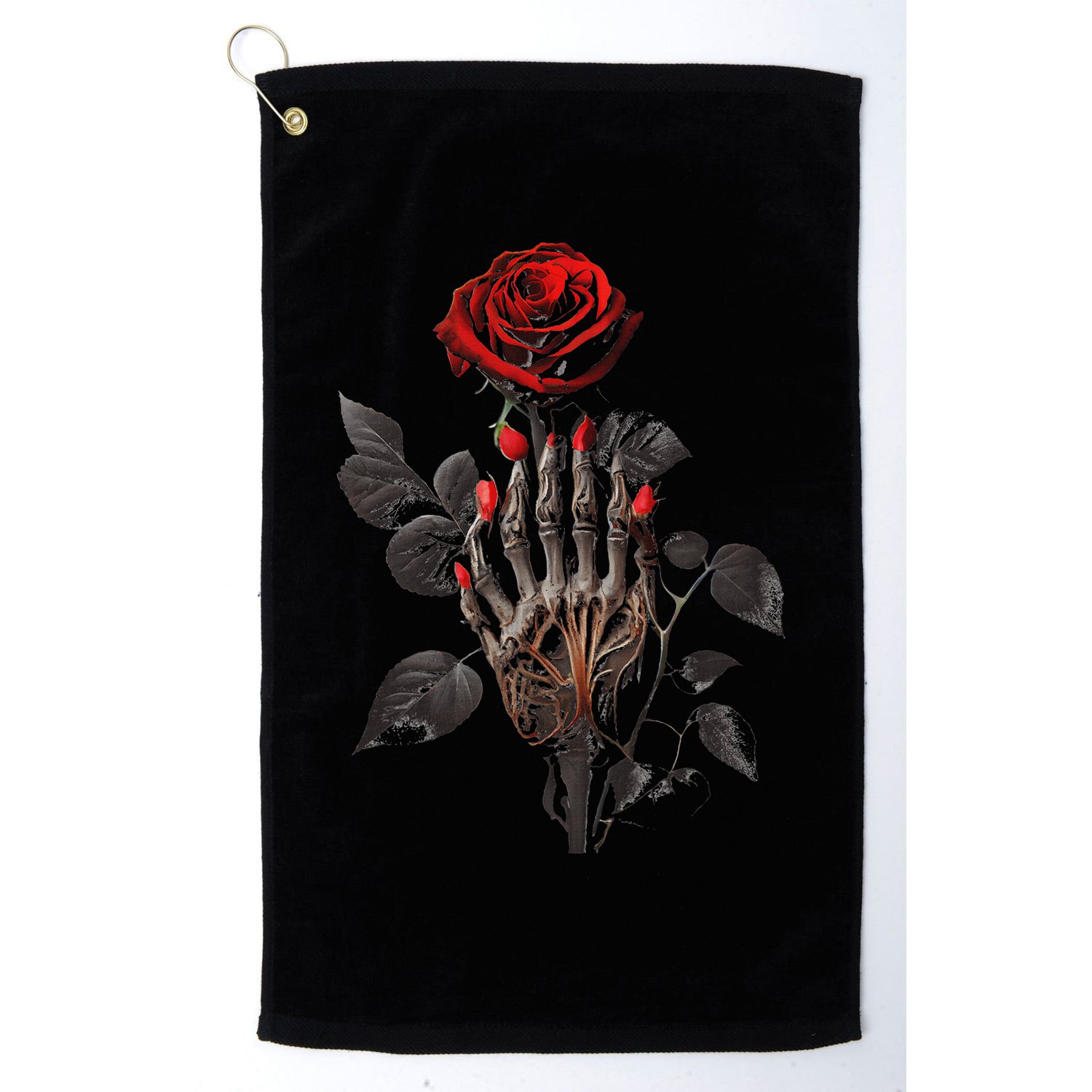 Gothic Rose Skeleton Hand Dark Academia Aesthetic Halloween Golf Towel