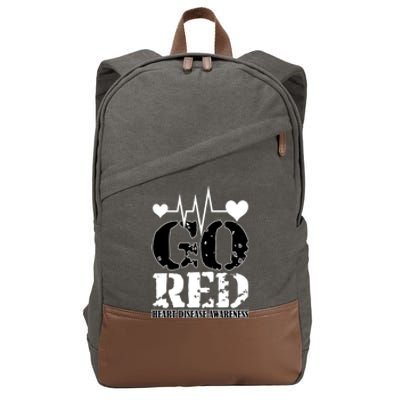 Go Red Saying Heart Disease Awareness Month Funny Gift Wear Red Day Gift Cotton Canvas Backpack