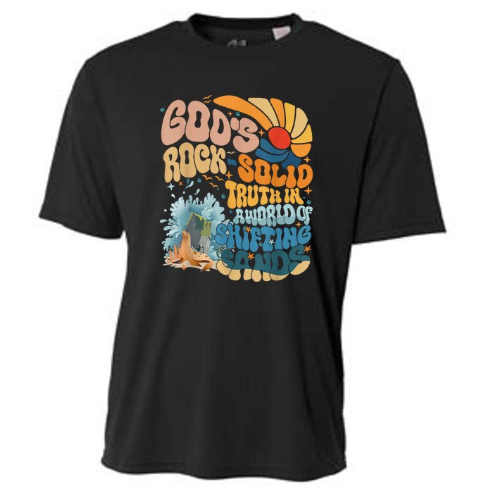 Gods Rock Solid Breaker Rock Beach Vbs 2024 Christian Gift Cooling Performance Crew T-Shirt