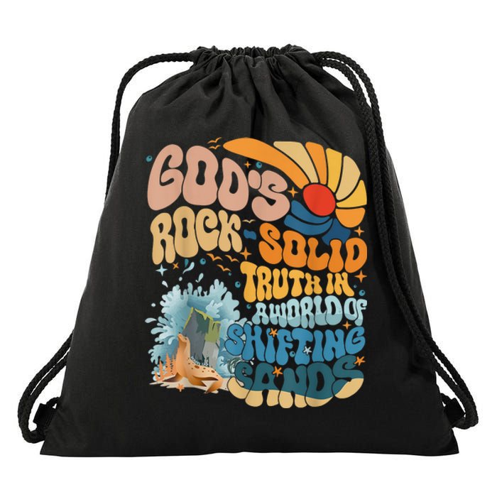 Gods Rock Solid Breaker Rock Beach Vbs 2024 Christian Gift Drawstring Bag