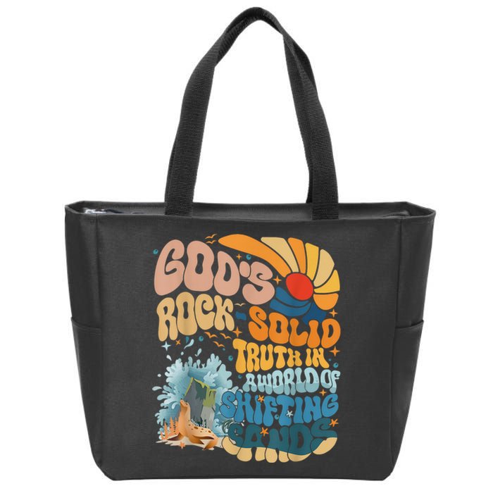 Gods Rock Solid Breaker Rock Beach Vbs 2024 Christian Gift Zip Tote Bag