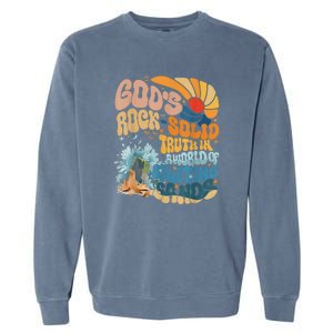 Gods Rock Solid Breaker Rock Beach Vbs 2024 Christian Gift Garment-Dyed Sweatshirt