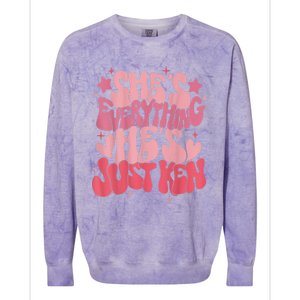 Groovy Retro Shes Everything Hes Just Ken (Word On Back) Colorblast Crewneck Sweatshirt