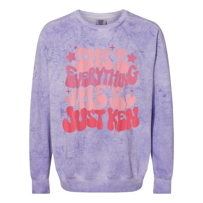 Groovy Retro Shes Everything Hes Just Ken (Word On Back) Colorblast Crewneck Sweatshirt