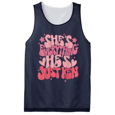 Groovy Retro Shes Everything Hes Just Ken (Word On Back) Mesh Reversible Basketball Jersey Tank