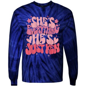 Groovy Retro Shes Everything Hes Just Ken (Word On Back) Tie-Dye Long Sleeve Shirt