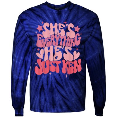 Groovy Retro Shes Everything Hes Just Ken (Word On Back) Tie-Dye Long Sleeve Shirt