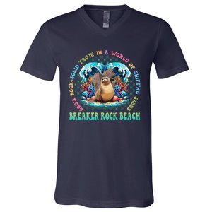 Gods Rock Solid Truth In A World Breaker Rock Beach Vbs 2024 V-Neck T-Shirt