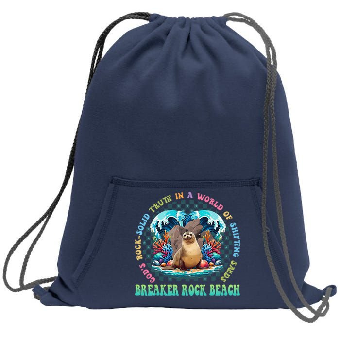 Gods Rock Solid Truth In A World Breaker Rock Beach Vbs 2024 Sweatshirt Cinch Pack Bag