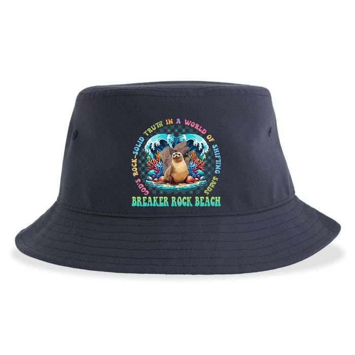 Gods Rock Solid Truth In A World Breaker Rock Beach Vbs 2024 Sustainable Bucket Hat