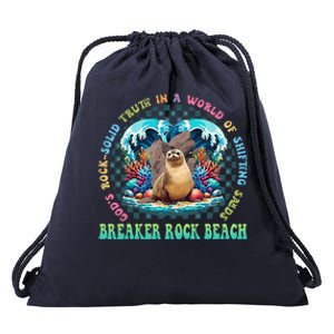 Gods Rock Solid Truth In A World Breaker Rock Beach Vbs 2024 Drawstring Bag