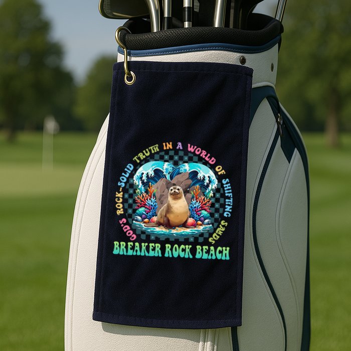 Gods Rock Solid Truth In A World Breaker Rock Beach Vbs 2024 Golf Towel