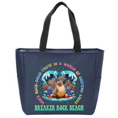Gods Rock Solid Truth In A World Breaker Rock Beach Vbs 2024 Zip Tote Bag