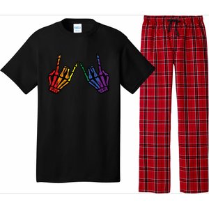 Gay Rocker Skeleton Hands Rainbow Pride Lgbt Rock Pajama Set