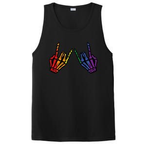 Gay Rocker Skeleton Hands Rainbow Pride Lgbt Rock PosiCharge Competitor Tank